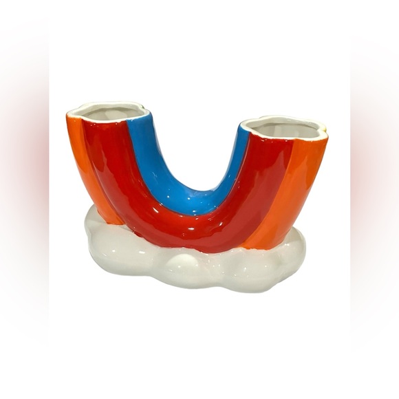 U Shape Rainbow Modern Vase Clouds Planter Ceramic Double Vase - Picture 2 of 8